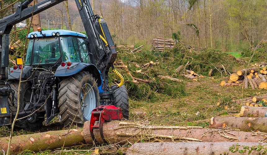 Waldarbeiten, für die Agrarreifen nicht geeignet sind