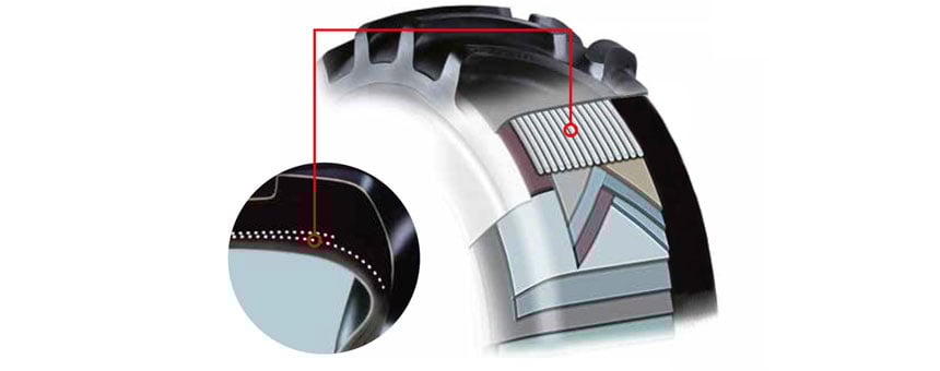 Stahlmatten in der Lauffläche des Firestone Performer 95