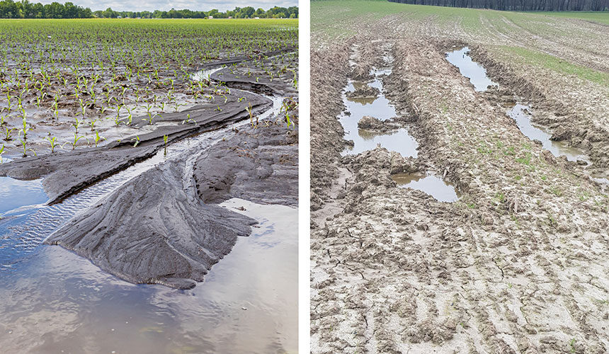 Stehendes bzw. ablaufendes Wasser auf Lehmböden